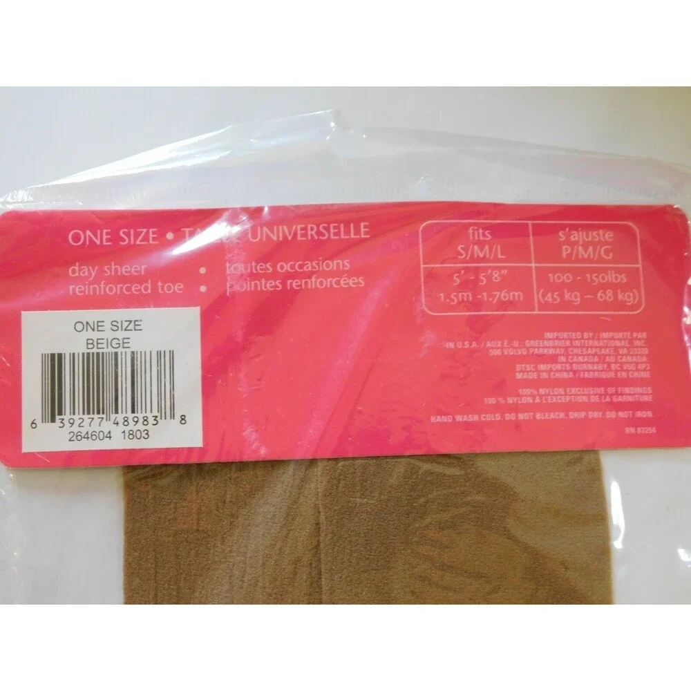 Vintage Sophi Pantyhose One Size Day Sheer Reinforced Toe Beige ~NEW~